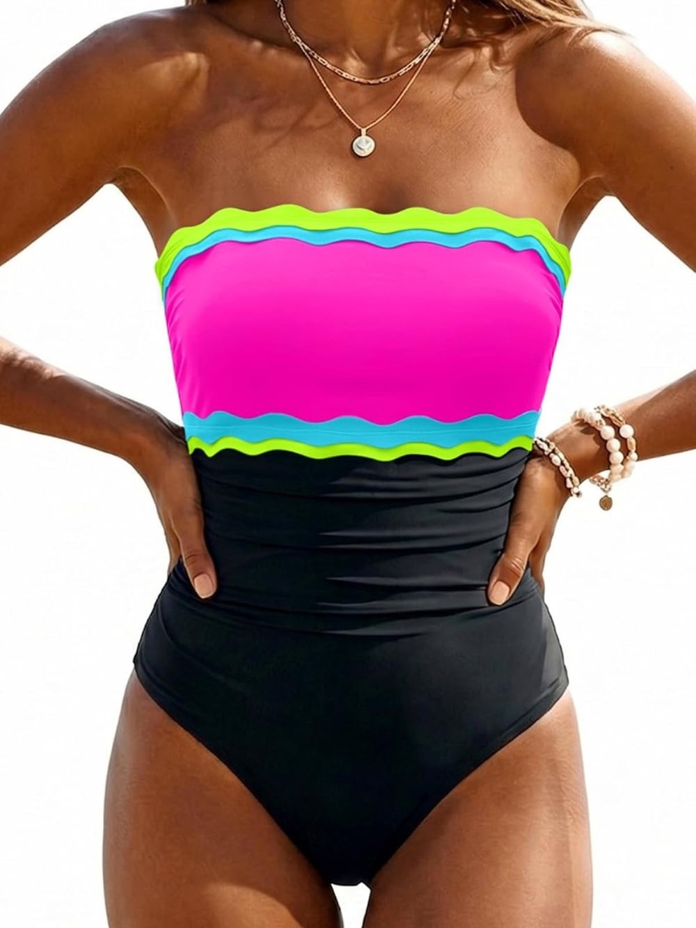Strapless One Piece Swimsuits - Tummy Control Bandeau XL. 2908/bb16-1:v